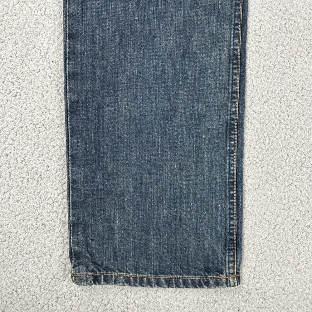 VTG Y2K Volcom Black Bart Button Fly Jeans Men 30x32 Blue Straight Leg Painted